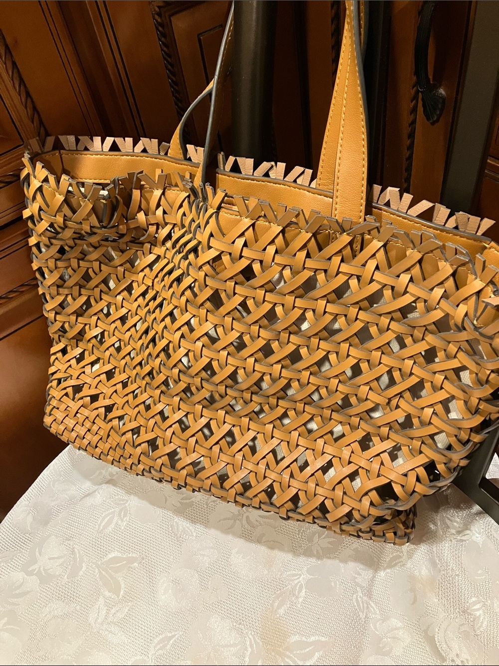 Woven Leather Tote Bag - Tan By  Vince  Camuto